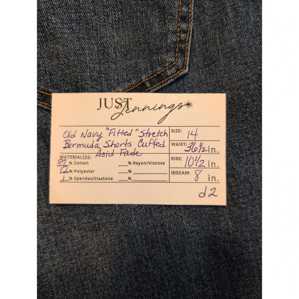 Old Navy Fitted‎ Stretch Bermuda Shorts Cuffed Acid Fade Blue Denim Womens Sz 14
